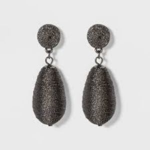 NWT A NEW DAY BLACK DROP Hematite Earrings